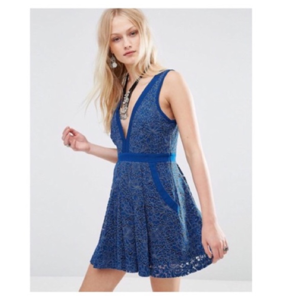 Free People blue cutout back dress
